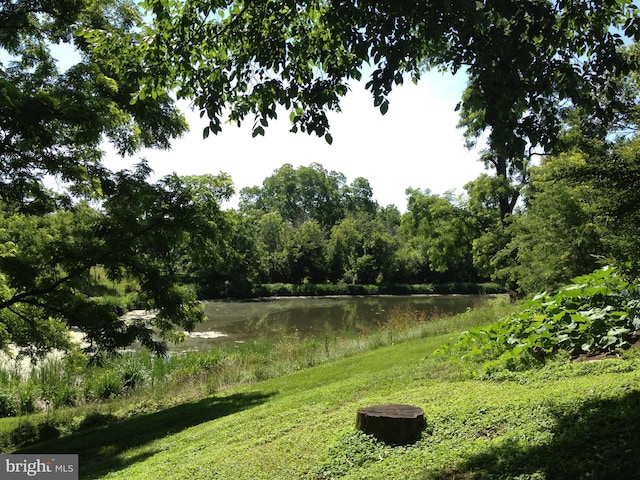 view of yard with a water view