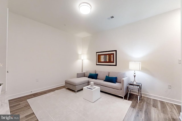 living room featuring light wood-type flooring