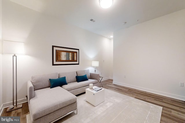 living room with light wood-type flooring