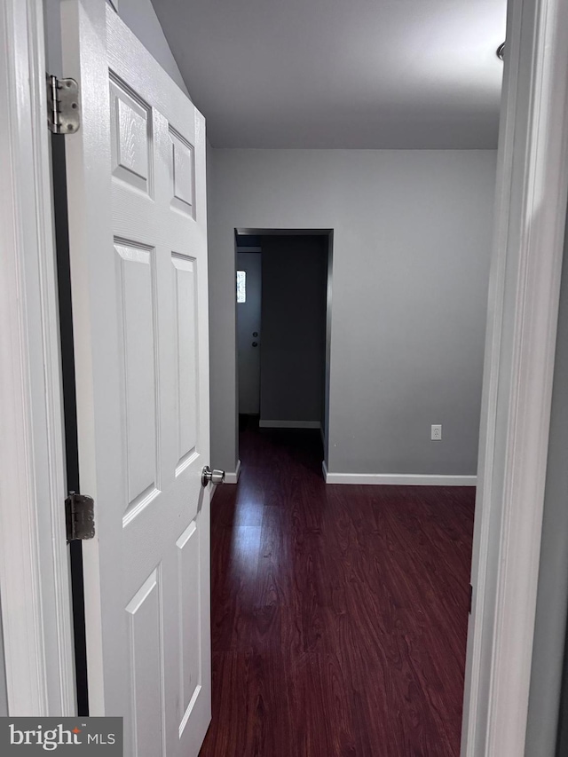 hall featuring dark wood-type flooring