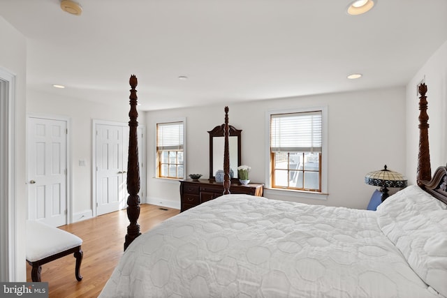 bedroom featuring light hardwood / wood-style flooring