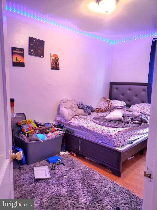 bedroom featuring wood-type flooring