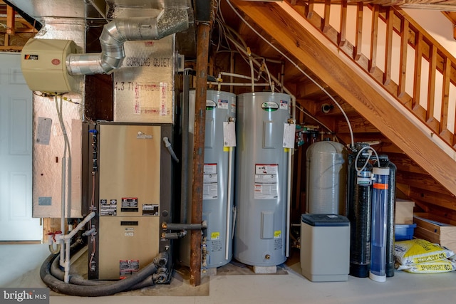 utility room with water heater