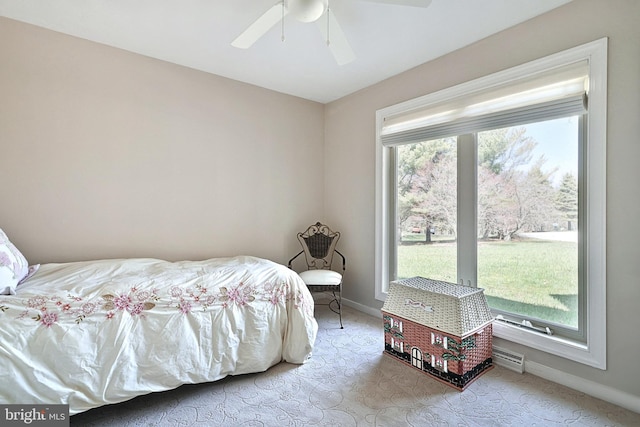 bedroom featuring ceiling fan