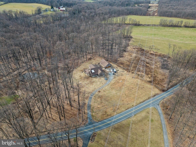 aerial view featuring a rural view