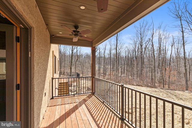 balcony with ceiling fan