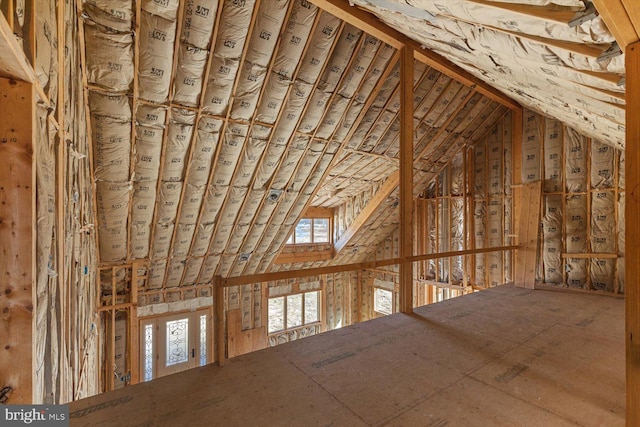 view of unfinished attic