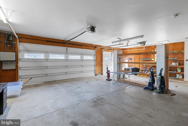 garage with a garage door opener