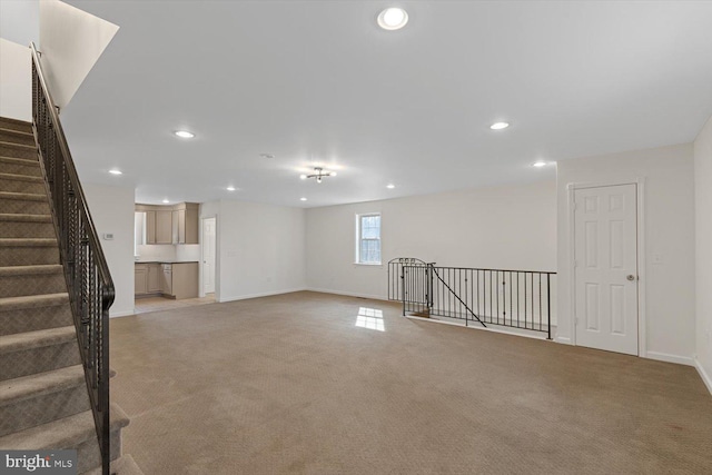 basement with carpet flooring