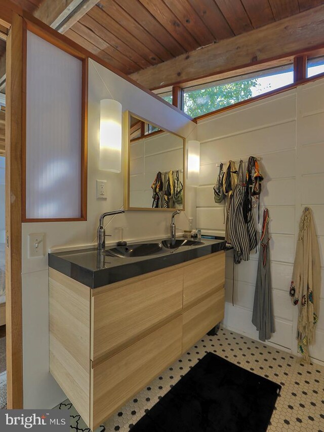 23 Jersey St, Dewey Beach, DE 19971 - bathroom with vanity and wooden ceiling