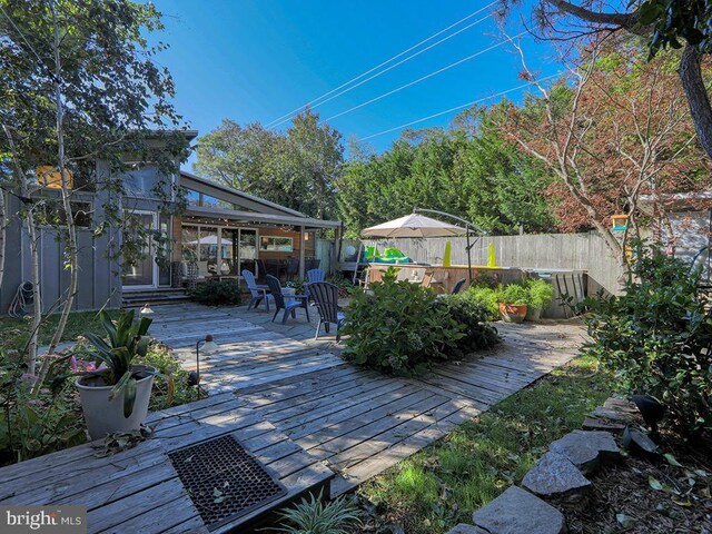 23 Jersey St, Dewey Beach, DE 19971 - wooden deck with outdoor dining space