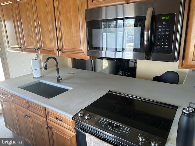 kitchen featuring sink and black range with electric cooktop