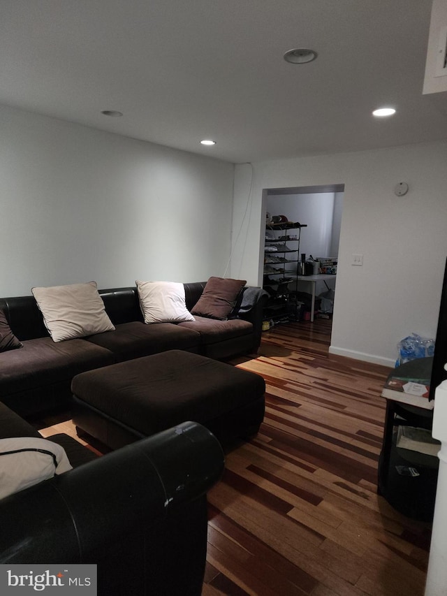 living room featuring dark hardwood / wood-style floors