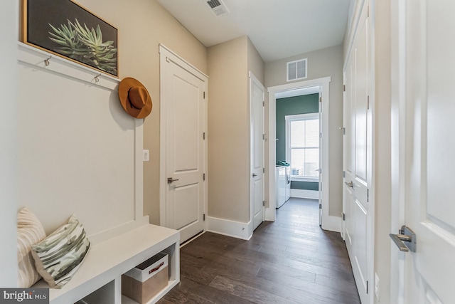 mudroom featuring dark hardwood / wood-style floors