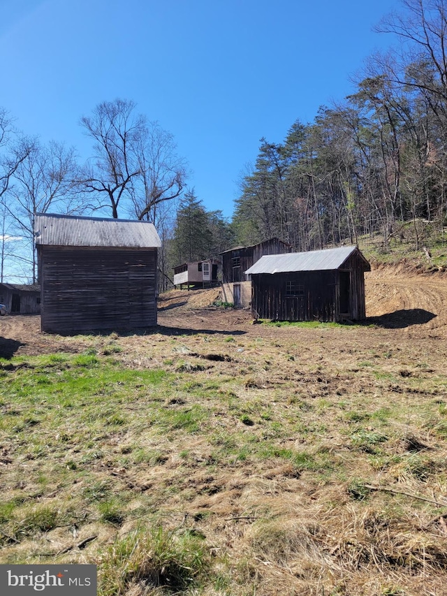 view of yard with an outdoor structure