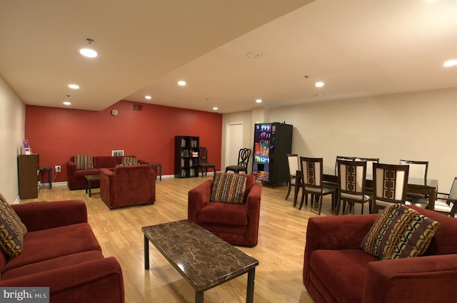 living room featuring light hardwood / wood-style floors