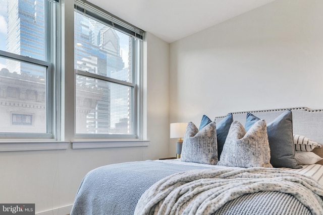 bedroom with multiple windows