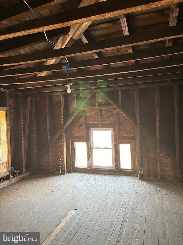 view of unfinished attic