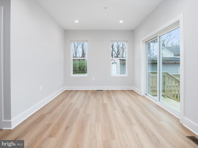 empty room featuring light wood-type flooring and plenty of natural light