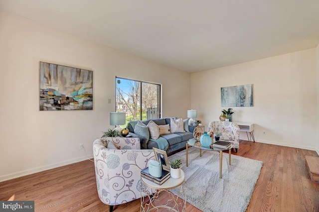 living room with light wood-type flooring