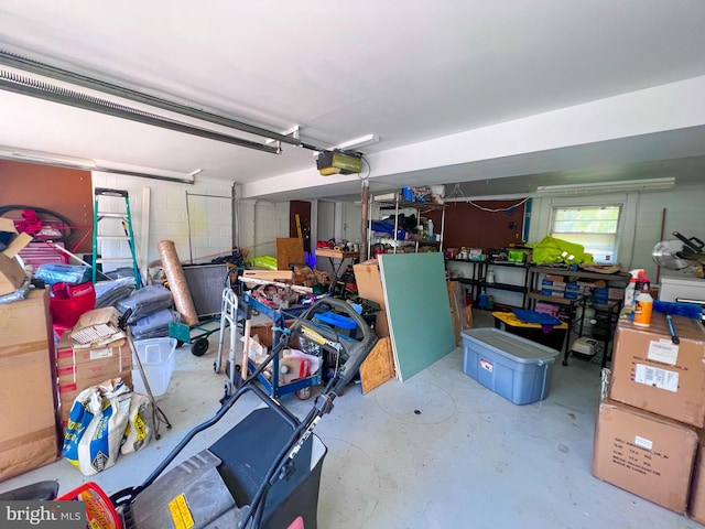 garage with a garage door opener