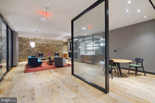 interior space with light hardwood / wood-style floors