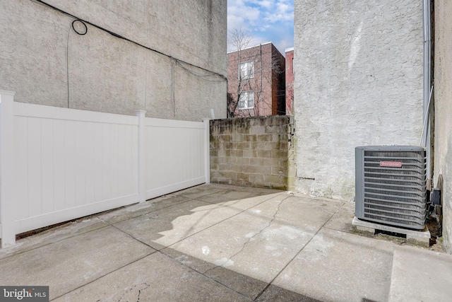 view of patio featuring central air condition unit