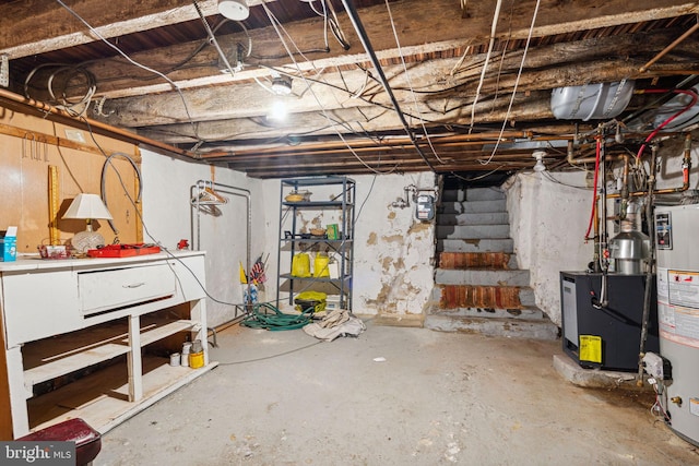 basement with gas water heater