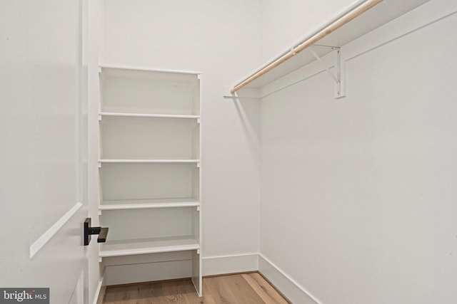 spacious closet with light hardwood / wood-style flooring