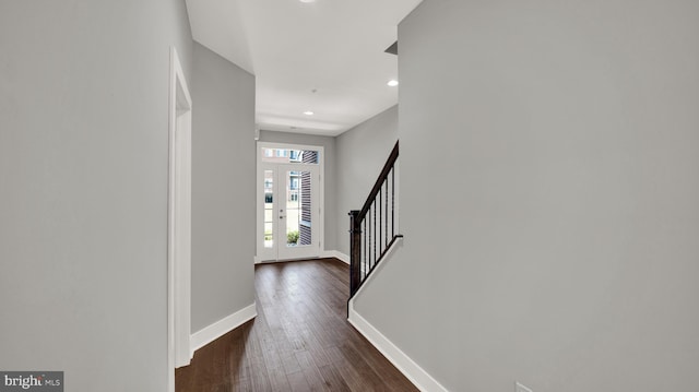 hall featuring dark hardwood / wood-style floors
