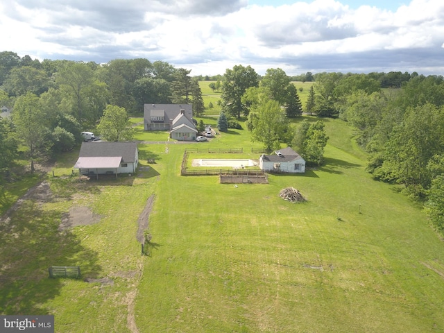 aerial view with a rural view