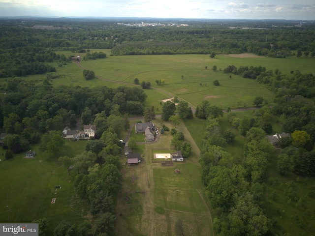 aerial view featuring a rural view