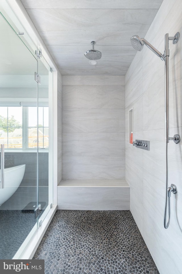 bathroom featuring walk in shower