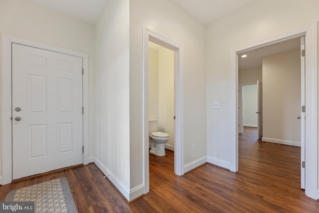 entryway featuring dark wood-type flooring