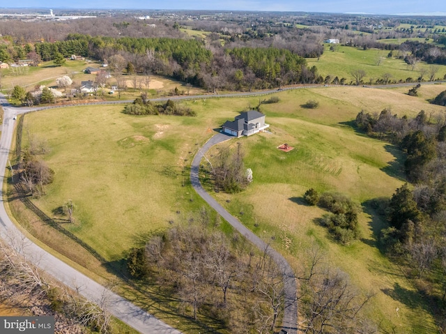 bird's eye view with a rural view