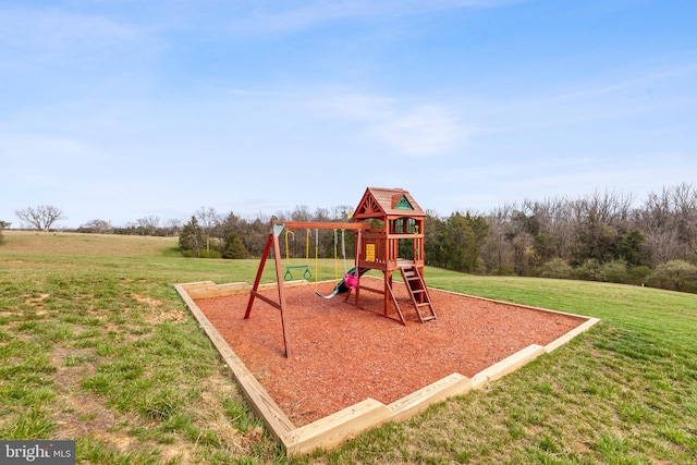 view of play area with a lawn