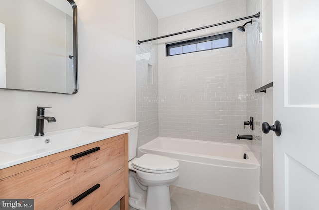 full bathroom with toilet,  shower combination, and vanity