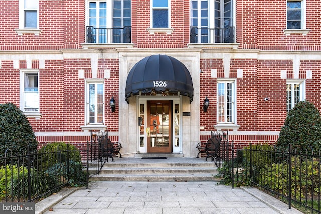 property entrance with french doors