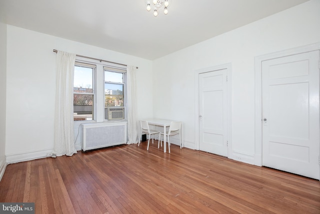 spare room with radiator and wood-type flooring