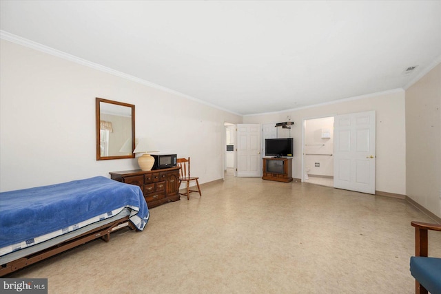 bedroom featuring crown molding