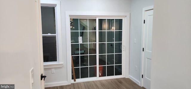 doorway featuring hardwood / wood-style floors