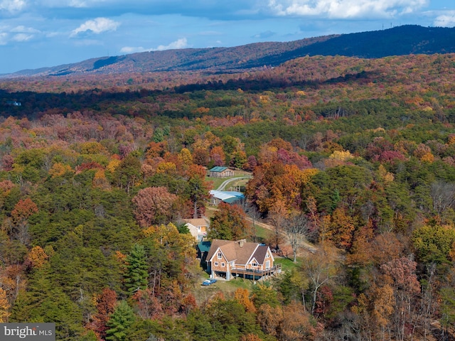 birds eye view of property with a mountain view