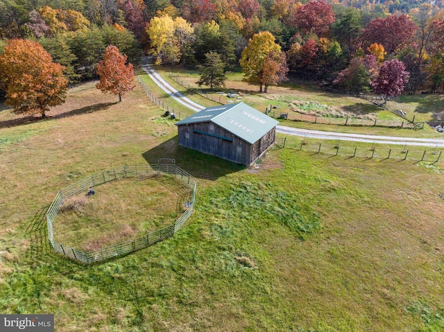 bird's eye view with a rural view