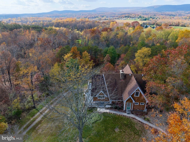 bird's eye view with a mountain view