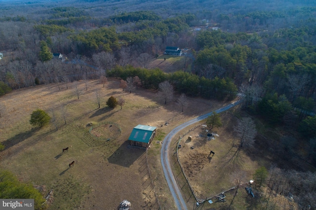 drone / aerial view featuring a rural view