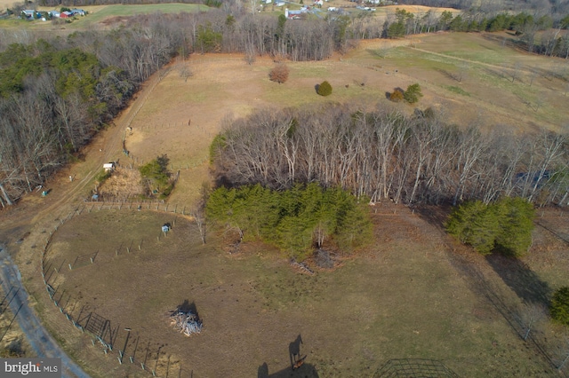 aerial view featuring a rural view