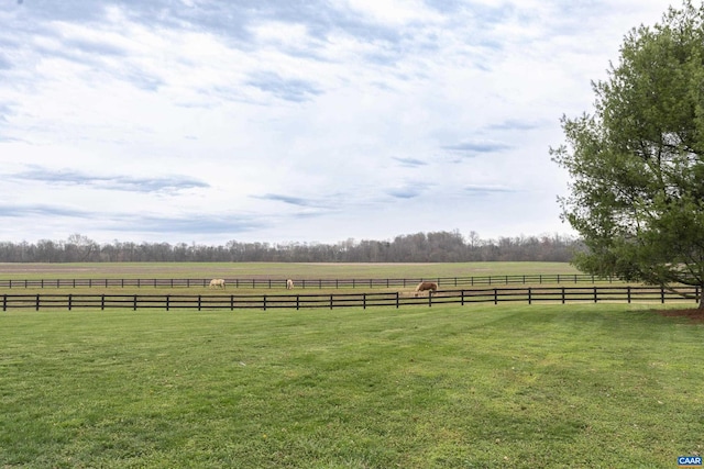 view of yard with a rural view