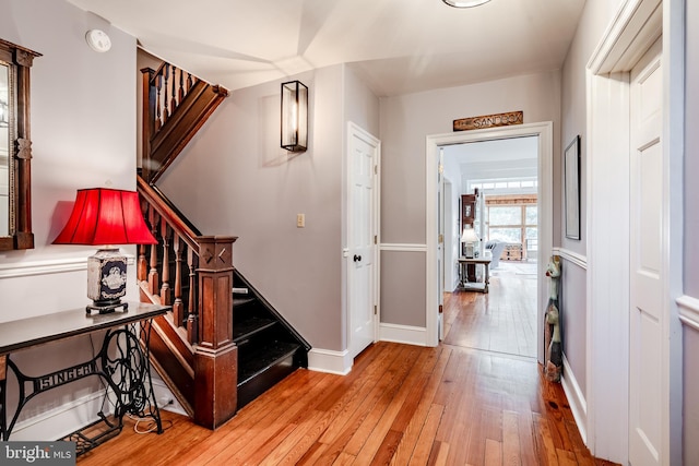 interior space with light hardwood / wood-style flooring