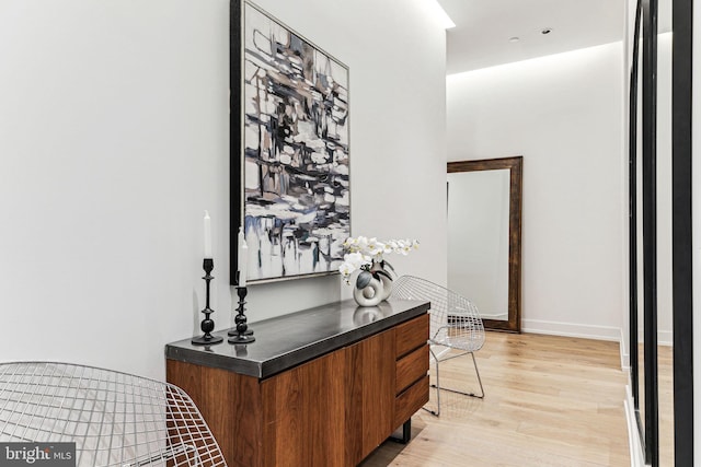 office area featuring light hardwood / wood-style floors