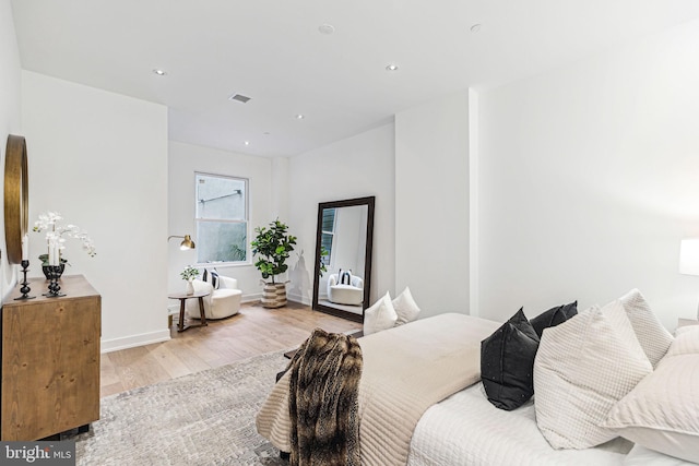 bedroom featuring light hardwood / wood-style flooring